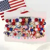 Pulsera Nueva de Bandera Americana, Pulsera Elástica de Regalo Patriótico, Pulsera Elástica de Cuentas Multicapa del Día de la Independencia Americana