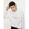 Camiseta preta de algodão puro com manga longa, moda italiana moderna para homens, camisa base para primavera e outono com gola alta discreta, estilosa e versátil