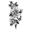 Estilo Popular Transfronterizo Personalizado Europeo y Americano Medio Brazo Boceto Flor de Rosa Flor Grande Lisa Flor Blanca y Negra Pegatina de Tatuaje