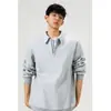 Sudadera Pesada Desestructurada con Media Cremallera para Hombre Marca de Moda Holgada Cuello Polo Casual Americano Manga Larga
