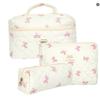 Bolsa de cosméticos portátil de grande capacidade pequeno armazenamento floral algodão acolchoado portátil adorável flor ins estudante de viagem
