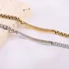 Nuevo Producto Transfronterizo Europeo y Americano Cadena de Perlas Curvada Brillante Simple Personalizada de 6 mm Pulsera de Acero Inoxidable para Mujer con Logo Láser