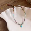Collar de Perlas Cilíndricas Artificiales de Ojo de Tigre con Cuentas, Cadena de Lana Apilable y Usable a la Moda, Collar de Otoño e Invierno de Alta Gama para Mujeres