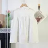Roupas de Verão 2026, Bordado Jacquard Estilo Artístico, Cor Sólida Gola Alta, Blusa sem Manga de Renda, Top Branco Casual