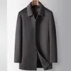 Casaco masculino de cashmere 2026 outono/inverno, com forro removível de plumas de ganso branco, adequado para homens de negócios de meia-idade, quente e estiloso