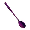 Mango Cuadrado 304 Cuchara Coreana Cuchara de Acero Inoxidable para el Hogar Mango Largo Cuchara para Comer Cuchara para Sopa Cuchara para Mezclar Hotel Cuchara de Mesa Creativa