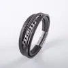 Joias Transfronteiriças Mais Vendidas Corrente de Aço Inoxidável Pulseira de Couro Europeia e Americana Masculina Pulseira de Couro Trançado Personalizada Atacado