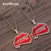Joyería hip-hop europea y americana colgante de labios rojos geométrico discoteca dominante salvaje colgante de collar de circonita colgante