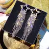 Pendientes de Diamante Delgados para Rostro Estilo Coreano para Mujer Personalidad Elegantes Pendientes de Plata Colgante de Perla Borla Pendientes Largos de Zirconia