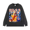Manga Curta Manga Longa Preto Estampa Rapper High Street Lavado Roupas Masculinas e Femininas Desgastado Meia Manga Tendência Marca Colete Transfronteiriço