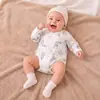 Body de Bebê Outono e Primavera Macacão de Manga Longa com Pé para Bebê 100% Algodão Classe A Macacão Triângulo para Recém-Nascido Cobertura de Fralda Sem Ossos