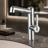 Grifo para Lavabo de Acero Inoxidable al por Mayor Transfronterizo, Grifo Espesor para Encimera, Grifo Giratorio de Agua Fría y Caliente para Lavabo Doméstico de Proyecto de Exportación