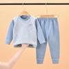 Traje cálido de terciopelo para niños, protección abdominal para niños, pantalones de manga larga con forro polar, traje de casa de dos piezas, otoño e invierno, nuevo