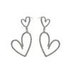 Pendientes de Pedrería de Nicho de Alta Gama de Moda Transfronterizos Estilo Europeo y Americano Exagerados de Moda Pendientes de Corazón Hueco Completos de Diamante para Mujer