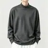 Camiseta de manga larga para hombre de algodón puro, peso pesado de 260 g, estilo americano, camiseta interior de cuello medio alto, corte holgado, cuello medio, top elegante para otoño