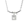 Colar Cubo de Açúcar com Nó de Corda para Mulheres, Design Simples de Nicho, Corrente Brilhante de Diamante para Clavícula, Pingente Quadrado de Alta Qualidade Versátil da Moda