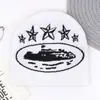 Chapéu Pulôver Jacquard Europeu e Americano Atacado Navio de Cruzeiro Estrela de Cinco Pontas À Prova de Vento Quente Outono e Inverno Chapéu de Tricô Unissex Hip-Hop