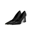 Zapatos de Tacón Alto con Punta Aguda Estilo Retro para Mujer Otoño 2025 Nuevos Versátiles Ropa de Trabajo Planos Profesionales Tacón Grueso Banquete Zapatos de Mujer de Segunda Mano