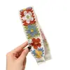 Faixa de cabelo de tricô floral com velcro para mulheres, presilha de franja floral doce, faixa de cabelo para arrumar o cabelo, acessório de cabelo estilo pastoral francês