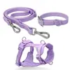 Nuevo conjunto de 3 piezas de arnés de pecho para mascotas chaleco anti-rotura anti-desgarro perros grandes, medianos y pequeños correa para perro collar para perro