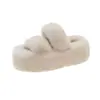 Aumentou 7CM de espessura sola de pelúcia chinelos para mulheres forro de fleece interior espessado quente tira dupla chinelos para mulheres Atacado