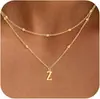 Collar con Colgante de Inicial de 26 Letras Transfronterizo Europeo y Americano de Amazon Exquisito Chapado en Cobre Oro de 14K Personalizado Simple Moda Joyería
