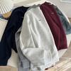 Sentido del Diseño Combinable Skinny Bordado Letra Pequeña Sudadera Holgada Casual para Mujer Estilo Perezoso Abrigo de Perfil Otoño
