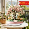 Adornos Acrílicos 2D Transfronterizos de Animales bajo Árboles de Cerezo, Diseños de Panda y Ardilla, Piezas de Exhibición de Escritorio, Decoración del Hogar Curativa