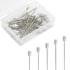 100 piezas en caja 4.5 * 38 mm forma de gota blanca forma de pera alfiler boda tocado ropa posicionamiento fijación alfiler nacarado