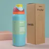 Copo Térmico Owala Frutas Novo Transfronteiriço Aço Inoxidável 304 Camada Dupla a Vácuo Garrafa de Água Esportiva com Alça Dupla para Beber