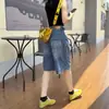 Pantalones vaqueros de verano nuevos de talla grande, diseño de moda, pierna ancha, longitud media para mujeres con sobrepeso, cintura alta, adelgazantes, corte holgado, pantalones de cinco puntos