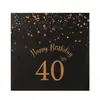Decoración Navideña Temática de Cumpleaños 60-50-40 Negro y Dorado Casual Set de Platos y Vasos Desechables