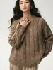 26 Nuevo Suéter de Cachemir Retro de Punto Trenzado con Cuello Redondo para Mujer Otoño/Invierno, Corte Holgado, Estilo Relajado, Top Base de Punto Adelgazante