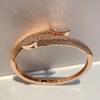 Pulsera abierta de cobre de alta calidad con circonita exquisita, chapado en oro real, llena de circonita, marca de moda europea y americana, pulsera para hombre y mujer, exportación