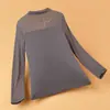 Camada base sexy de alta qualidade para o início do outono, em malha, gola semidecotada, pulôver, camiseta de manga comprida, top base fino feminino