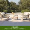 Sofá Exterior Combinación de Mesa de Comedor para Patio y Jardín Madera Anticorrosiva Diseño de Exterior Balcón Silla de Mimbre para Ocio Muebles de Hotel