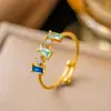 [Set de Anillos Calientes 1] Exportación Transfronteriza Tamaño Personalizado Anillo Abierto de Bola de Acero Anillo de Cola Material Acero de Titanio Chapado en Oro de 18K