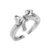 Estilo coreano transfronterizo plata de ley S925 lujo ligero hermoso diamante joyería de plata diseño de lazo anillo abierto de circón