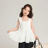 Pudding Haru Ropa Infantil Ropa de Verano Top Casual para Niña Verano 2025 Chaleco Dulce con Lazo sin Mangas para Niños