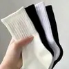 Calcetines Zhuji para mujer de caña larga otoño e invierno ins moda japonesa alto valor en color color sólido calcetines de canalé para niños al por mayor