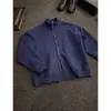 Moletom com Capuz Pesado Estilo Retrô Americano Gola Alta Solto Casual Outono Inverno Chique Top Silhueta Unissex Jaqueta Cardigan com Zíper