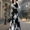 26296 Nuevo Daimei Yiyuan Verano 2026 Nuevo Vestido Estampado de Cuello en V Ceñido a la Cintura de Longitud Media Adelgazante para Mujer