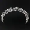 Diadema de Cadena Suave Retorcida de Perlas y Cristales Hecha a Mano Transfronteriza Europea y Americana Corona de Diamantes de Aleación Tiara de Novia