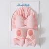 Calcetines de punto para recién nacidos, rellenos de algodón, con lazo grande, conjunto de calcetines, gorro para bebé, gorra con cintas, estilo Ins