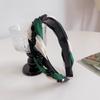Diadema de perlas trenzadas para mujer, dentada, antideslizante, de ala ancha, tejida en negro, elegante, combina con todo, con tarjeta para el cabello de alta calidad.