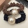 Elegante champanhe grande pérola corda de cabelo intestino delgado banda de cabelo grosso elástico feminino rabo de cavalo corda corda baixa bola acessórios para o cabelo