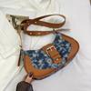 Bolso de mezclilla retro estilo coreano para mujer, bandolera de hombro con contraste de color, primavera 2024