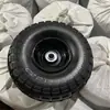 Venta directa de fábrica rueda de espuma de poliuretano amarilla 3.50-4 neumático sólido duradero rueda de carretilla neumática