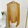 Verão Novo Malha Gelo Silk Xale Feminino Estilo Coreano All-match Cor Sólida Oco Ar-condicionado Quarto Decoração Exterior Manga Xale