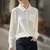 Cardigã de lã de malha fina com lapelas de cor contrastante para mulheres, blusa falsa de duas peças, suéter-casaco estiloso e que afina